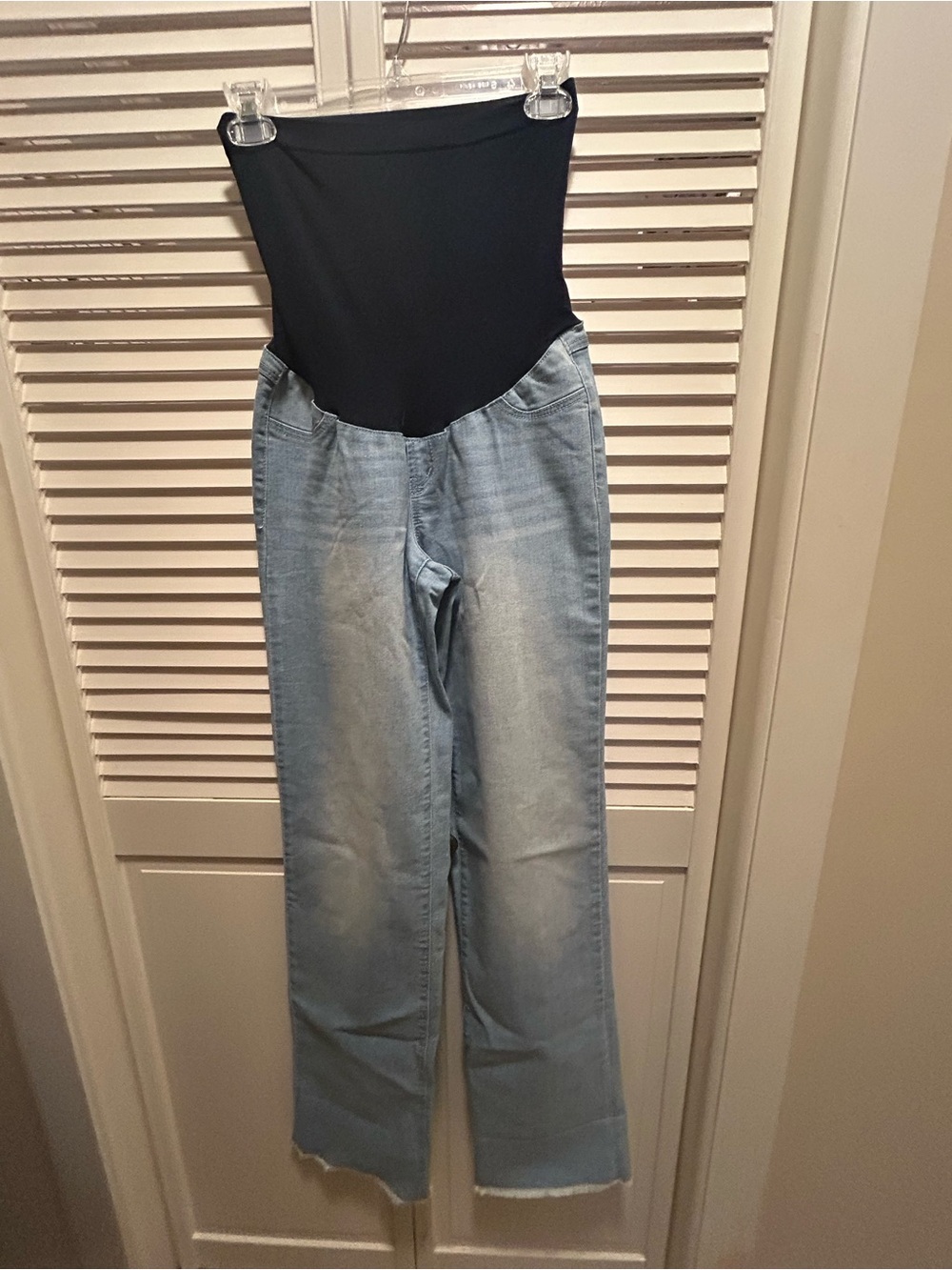 Maternity Denim Jeans with Black Stretch Panel - Light Blue